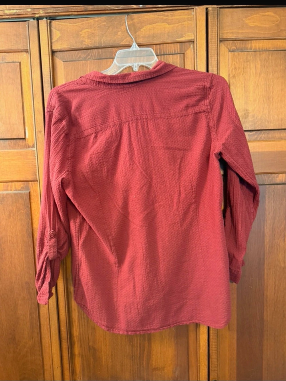 Eddie Bauer Brick Red Button-Down Utility Shirt - Picture 2 of 7